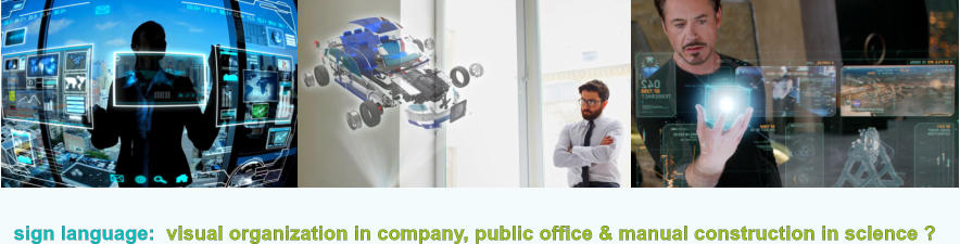 sign language:  visual organization in company, public office & manual construction in science ?